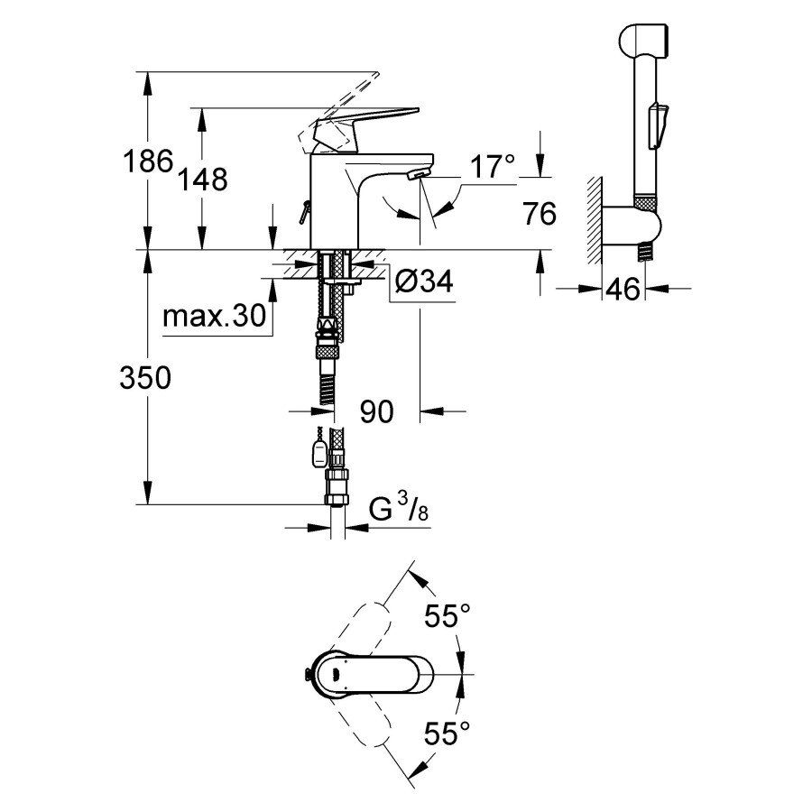 Смеситель для раковины Grohe Eurosmart Cosmopolitan 23125000