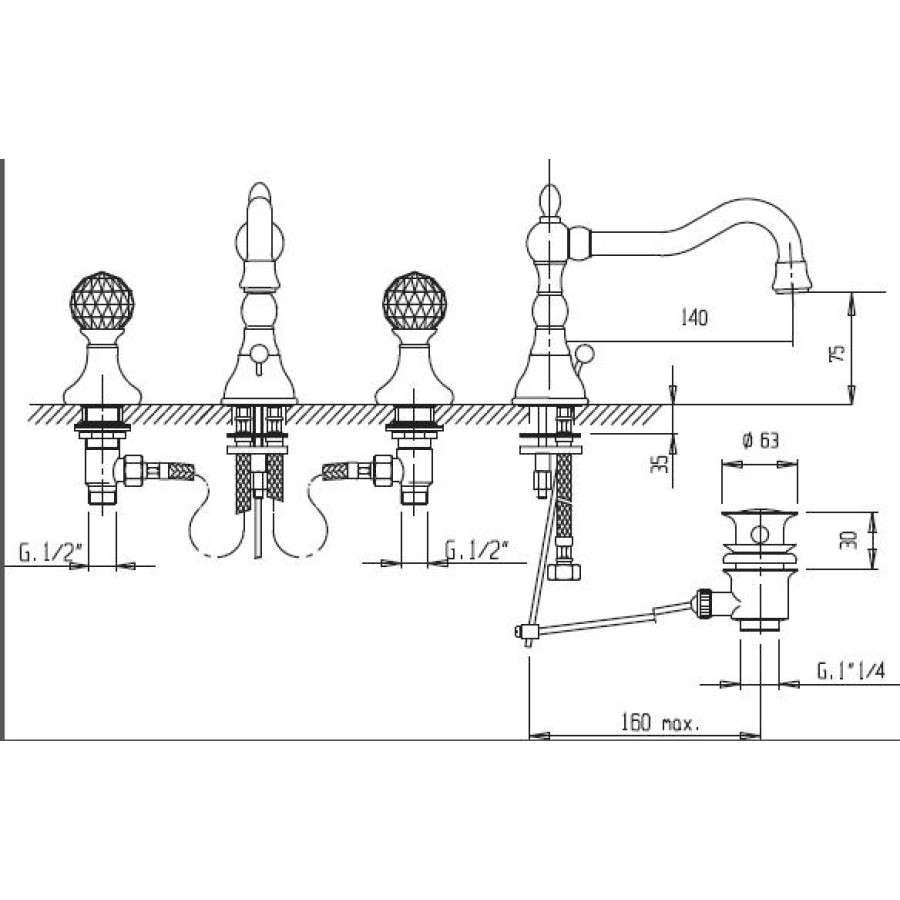 Смеситель для раковины Cezares ATLANTIS ATLANTIS-BLS2-02-Sw/M