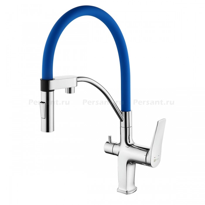 Смеситель для кухни Lemark Comfort LM3074C-Blue с подключением к фильтру, хром/синий