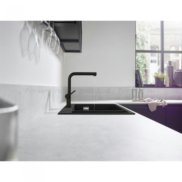 Смеситель для кухни hansgrohe Talis M54 270 1jet 72808670 с выдвижным изливом, черный матовый