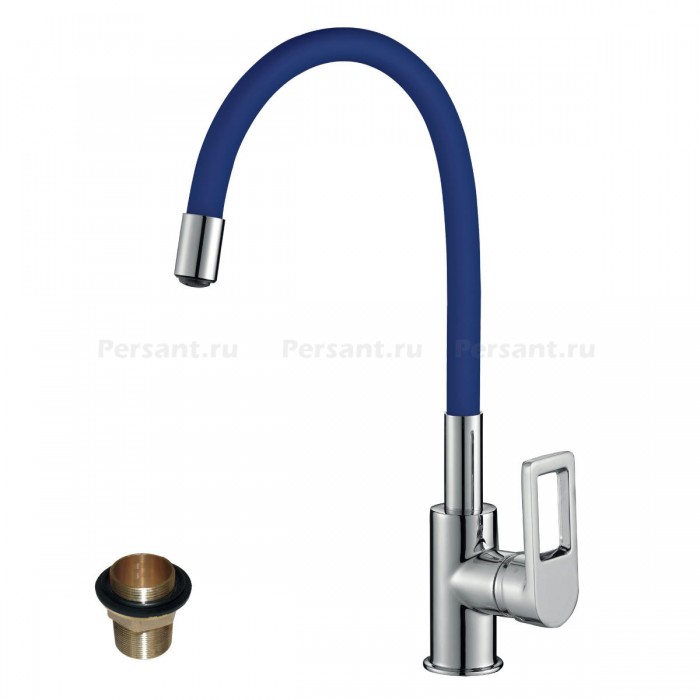 Смеситель для кухни Rossinka Z35-35U-Blue с гибким изливом, хром/синий
