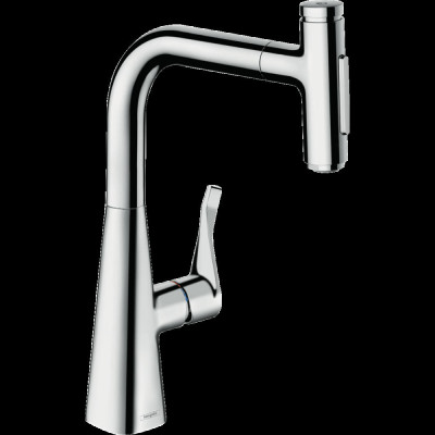 Смеситель для кухни hansgrohe Metris Select M71, 240, 2jet 73822000 с вытяжным душем, хром