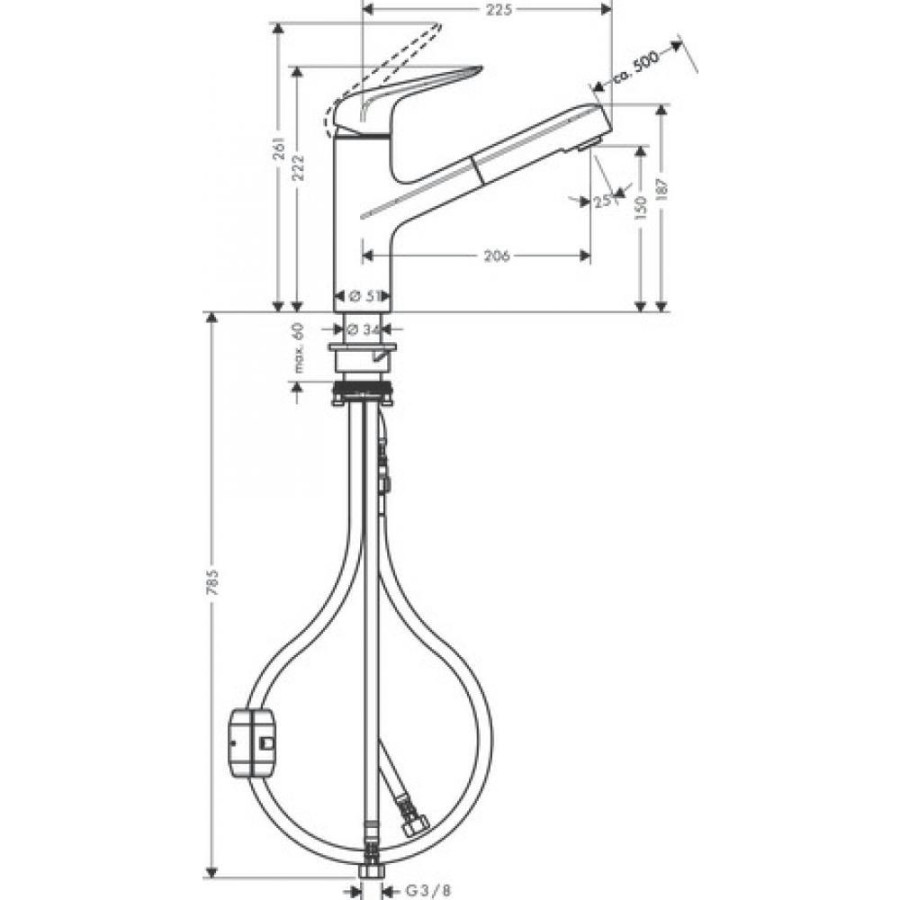 Смеситель для кухни hansgrohe Focus M42 71814800 с вытяжным изливом