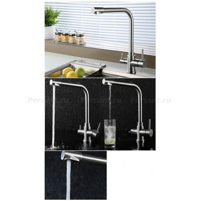 Смеситель для кухни BelBagno BB-LAM15-IN с подключением фильтра, сталь