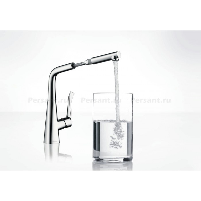 Смеситель для кухни Hansgrohe Metris 14821800 с выдвижным изливом, сталь