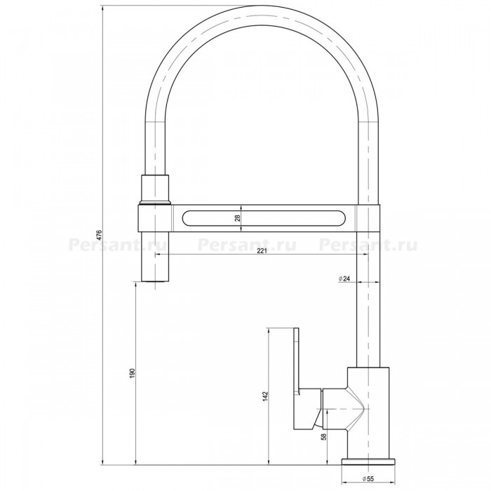Смеситель для кухни Lemark Soul LM6006C с гибким изливом, хром