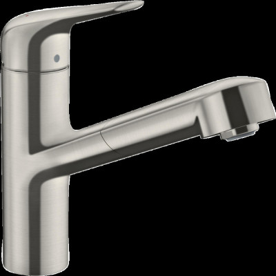 Смеситель для кухни hansgrohe Focus M42, 150, 1jet, sBox 71829800, с вытяжным изливом сталь