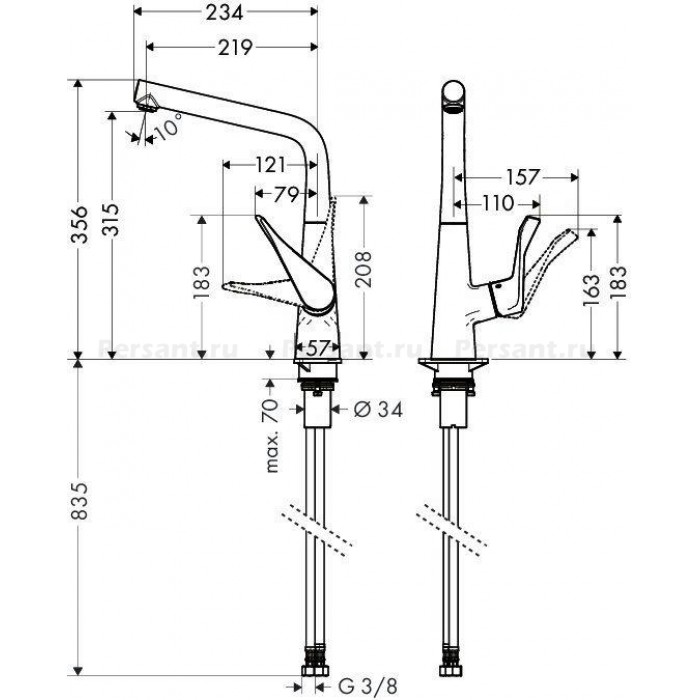 Смеситель для кухни Hansgrohe Metris 14822000 хром