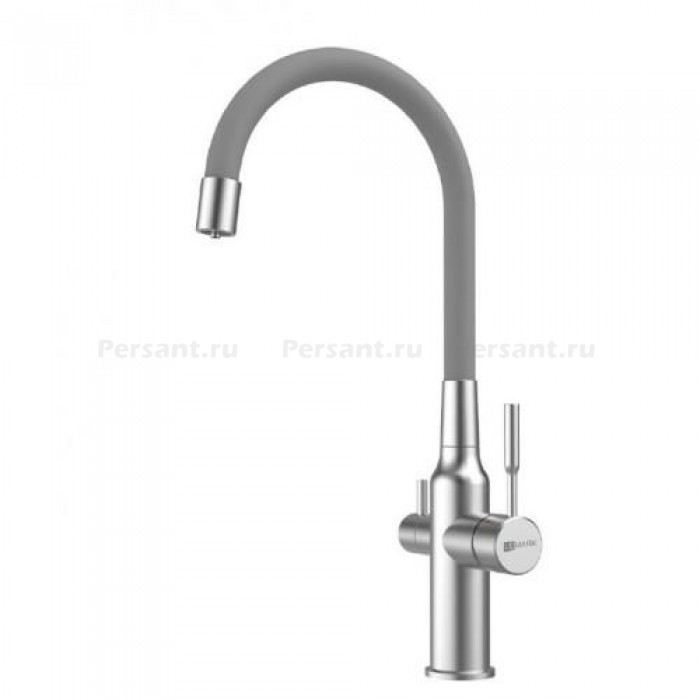 Смеситель для кухни Lemark Expert LM5083S-Gray, с подключением к фильтру,  сталь/серый