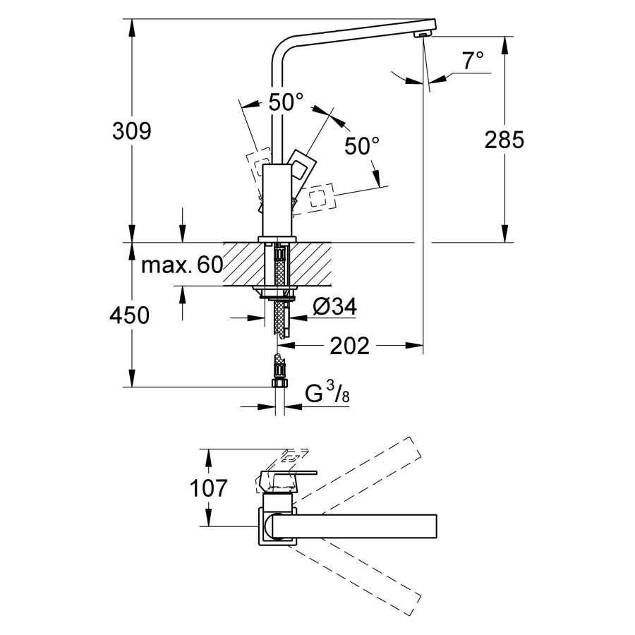 Смеситель для кухни Grohe Eurocube 31255000