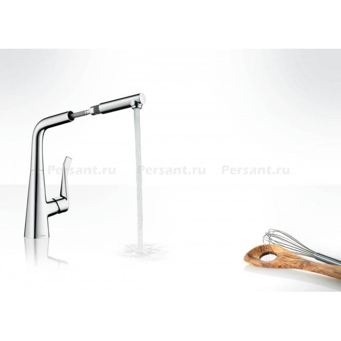 Смеситель для кухни Hansgrohe Metris 14821800 с выдвижным изливом, сталь