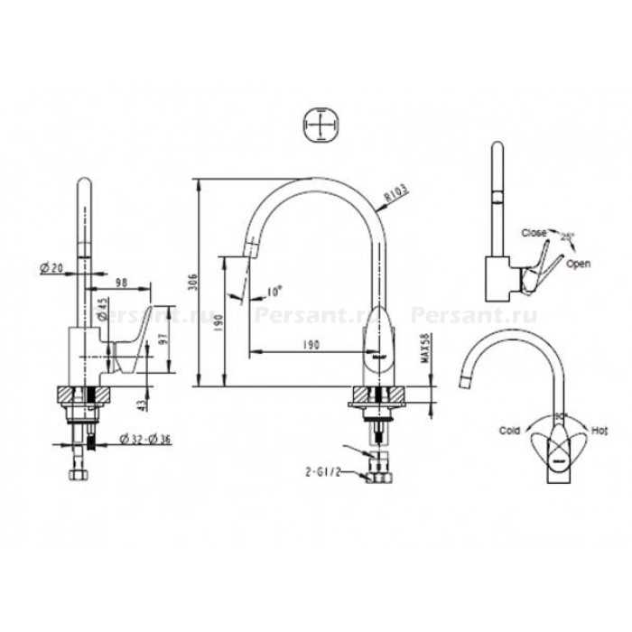 Смеситель для кухни Bravat Drop F74898C-1A хром