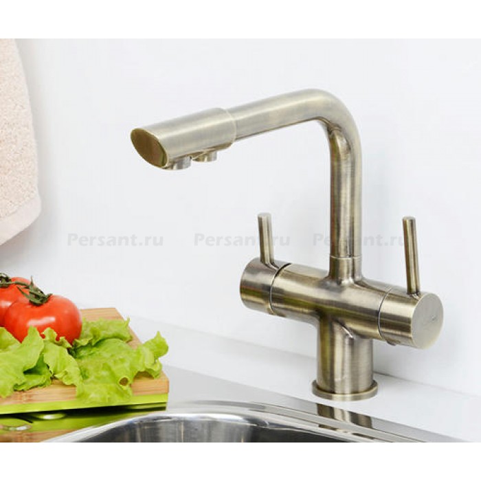 Смеситель для кухни WasserKRAFT A8037 с подключением к фильтру, бронза