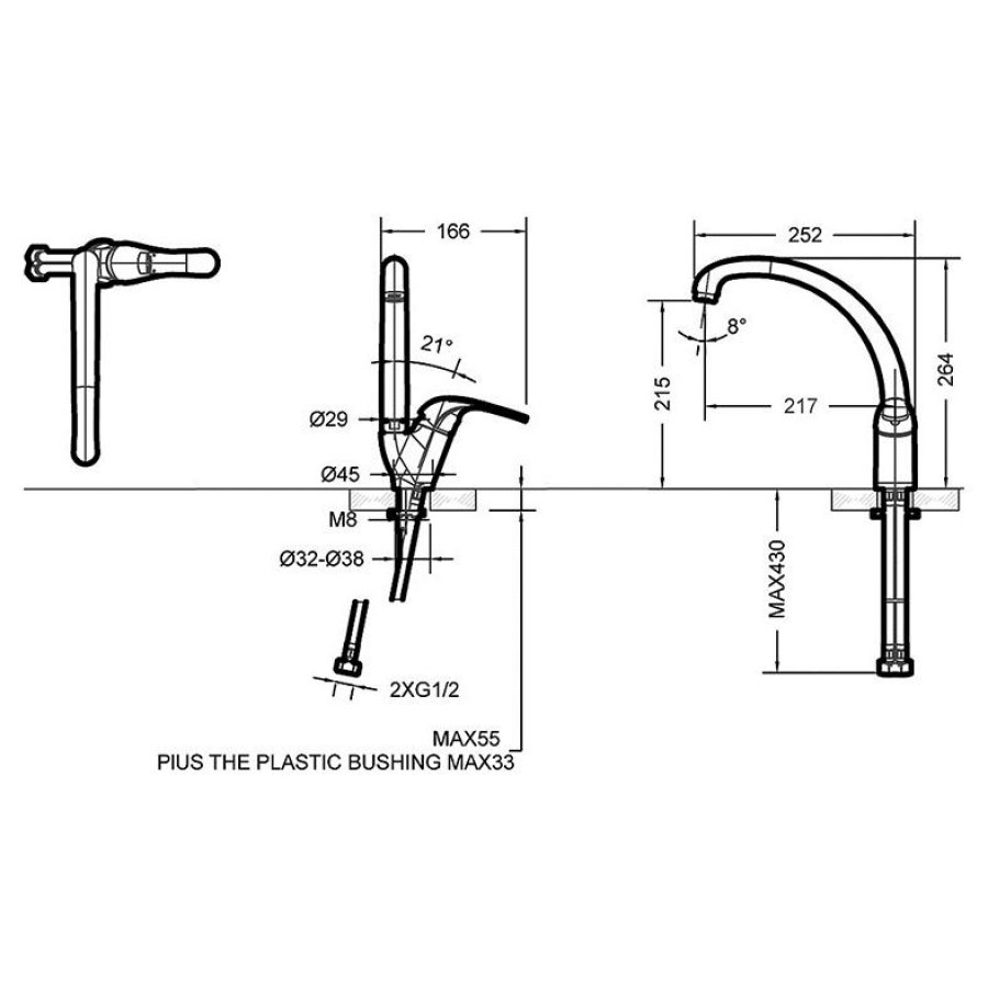 Смеситель для кухни Bravat FIT F7135188CP-1-RUS