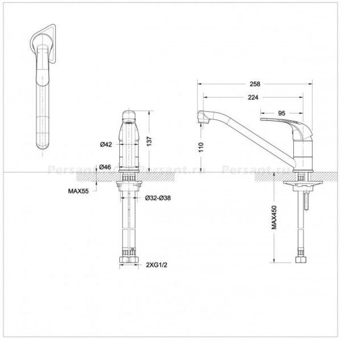 Смеситель для кухни Bravat Fit F7135188CP-RUS хром