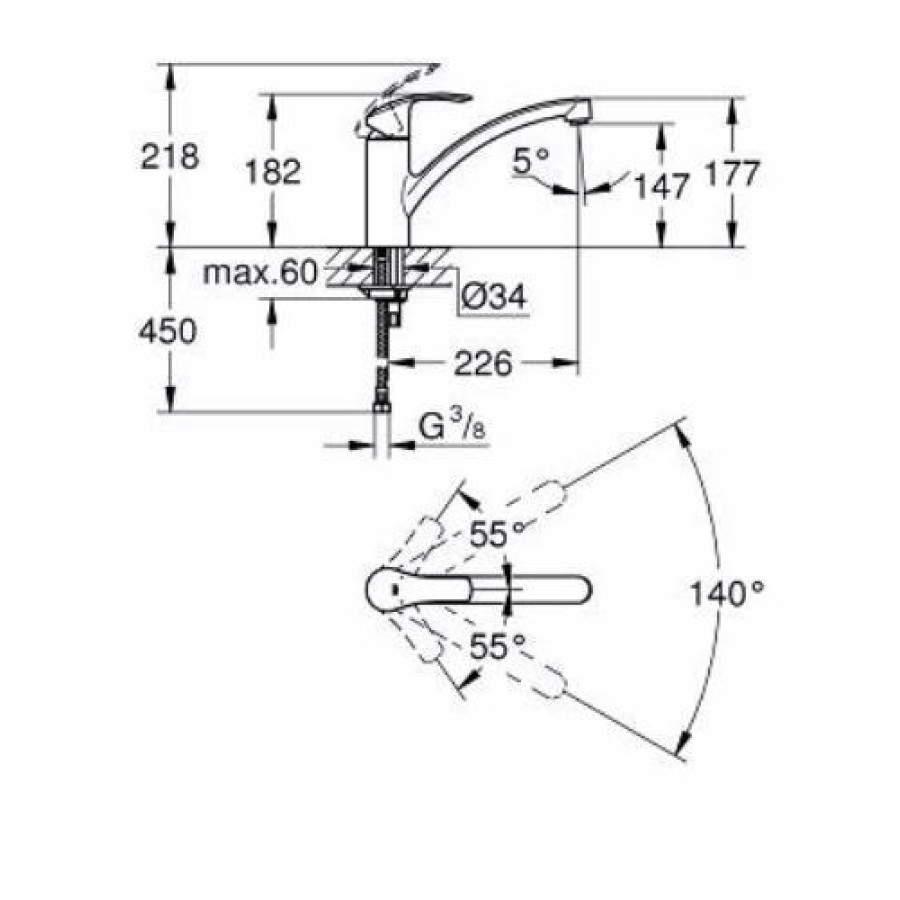 Смеситель для мойки Grohe Eurosmart 2015 33281DC2 сталь