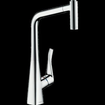 Смеситель для кухни hansgrohe Metris M71, 320, 2jet 73801000 с вытяжным душем, хром