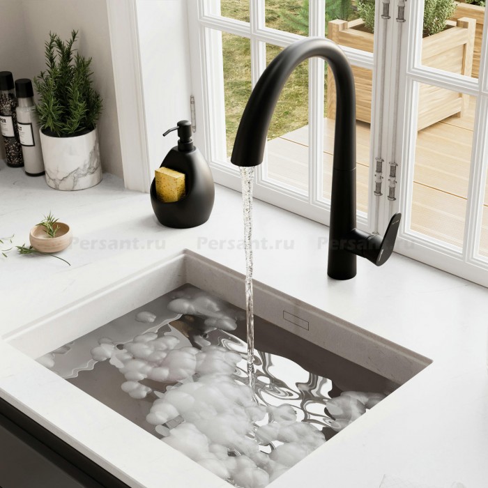 Смеситель для кухни WasserKRAFT A8667 с выдвижным изливом, черный