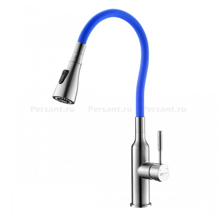 Смеситель для кухни Lemark Expert LM5082S-Blue с гибким изливом, сталь/синий