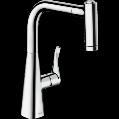 Смеситель для кухни hansgrohe Metris M71, 220, 2jet 73800000 с вытяжным душем, хром