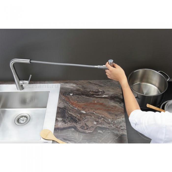 Смеситель для кухни hansgrohe Talis Select M51 220 1jet 72822000 с выдвижным изливом, хром