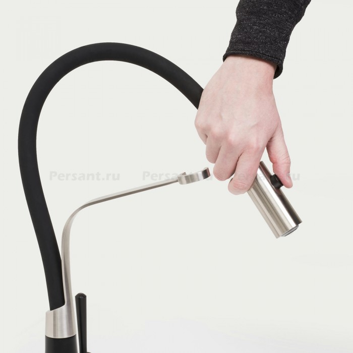 Смеситель для кухни WasserKRAFT A8417 с гибким изливом, хром/черный