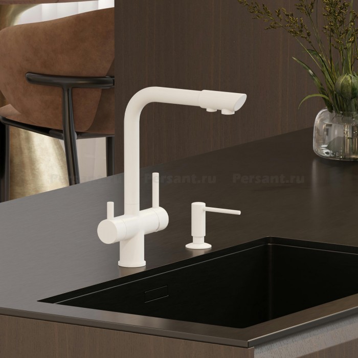 Смеситель для кухни WasserKRAFT A8357 с подключением к фильтру, белый