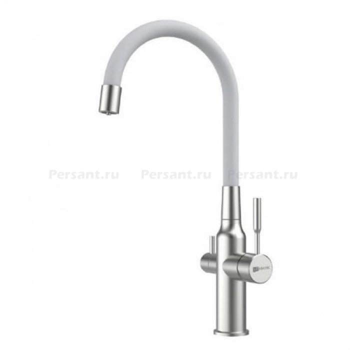 Смеситель для кухни Lemark Expert LM5083S-White с подключением к фильтру, сталь/белый