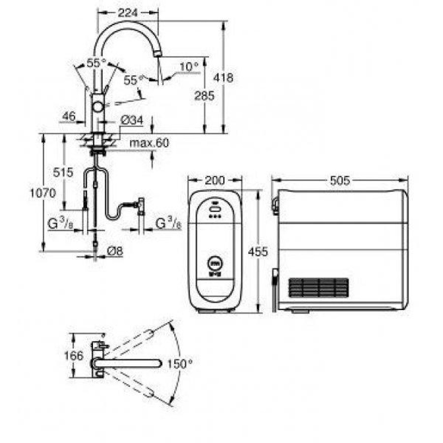 Смеситель для кухни Grohe blue home 31455000