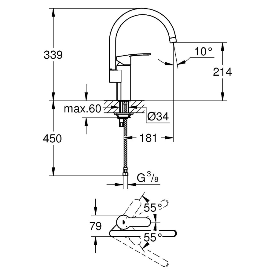 Смеситель для кухни Grohe Eurostyle Cosmopolitan 30221002