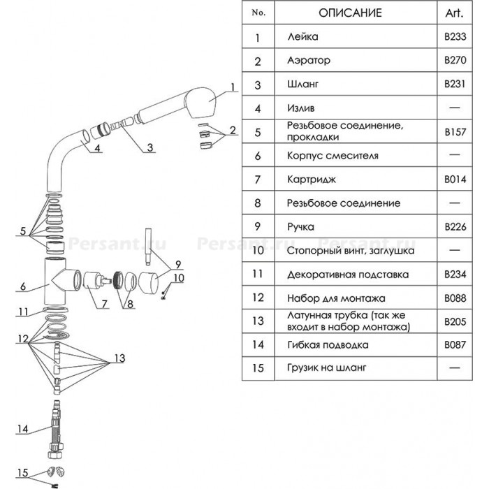 Смеситель для кухни WasserKRAFT Wern 4266 никель