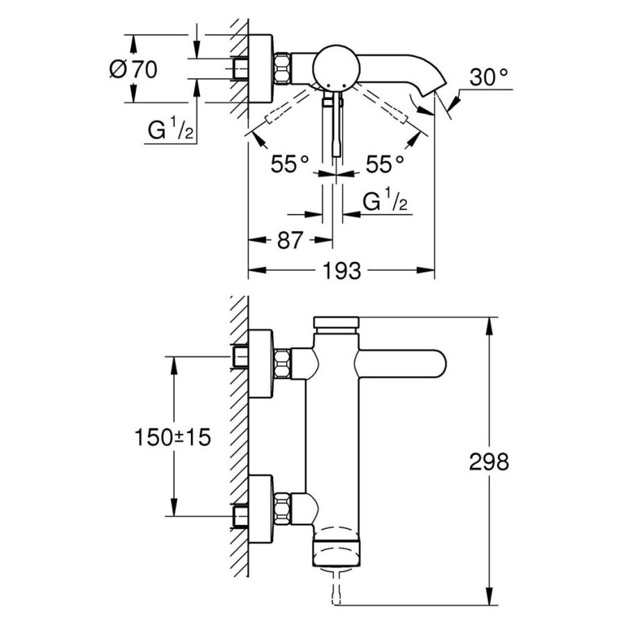 Смеситель для ванны Grohe Essence 33624001