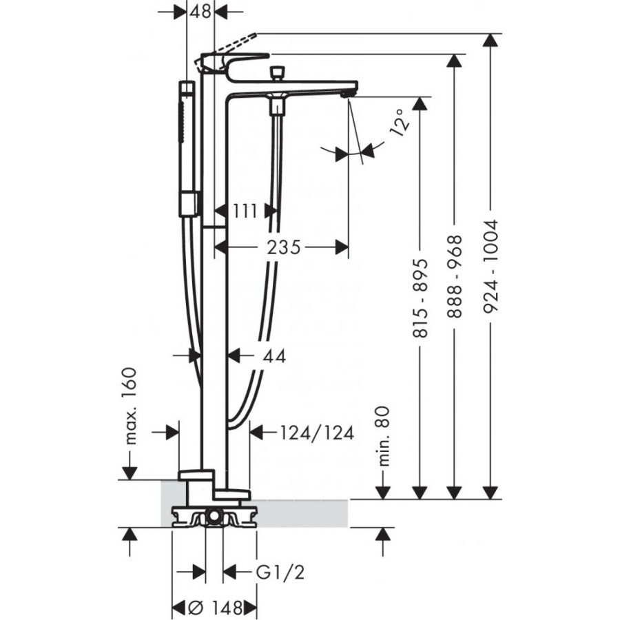 Смеситель для ванны hansgrohe Metropol 32532700 напольный, матовый белый