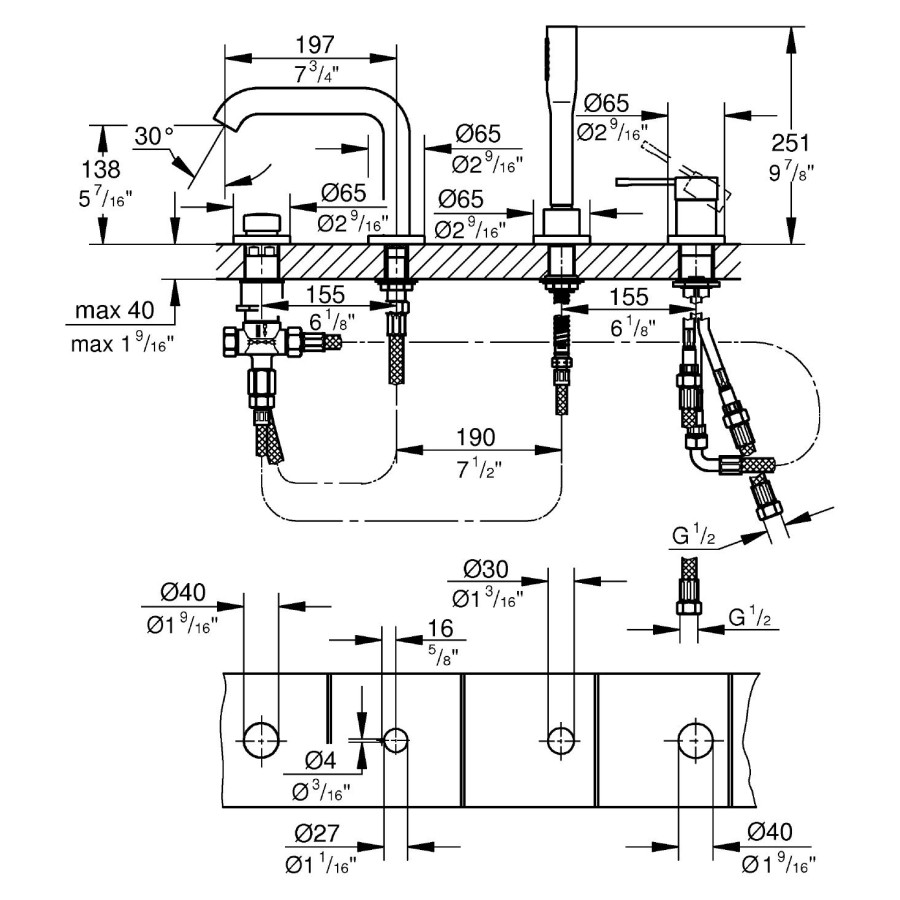 Смеситель для ванны Grohe Essence 19578001