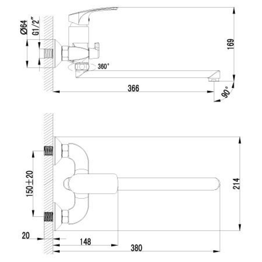 Смеситель для ванны Lemark plus Shape LM1751C