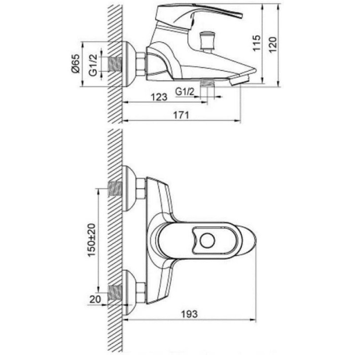 Смеситель для ванны Kaiser Aurora 67022