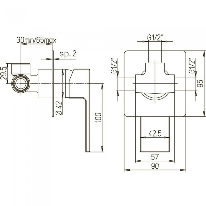 Смеситель для душа Paini Dax-R 84PZ690R встраиваемый