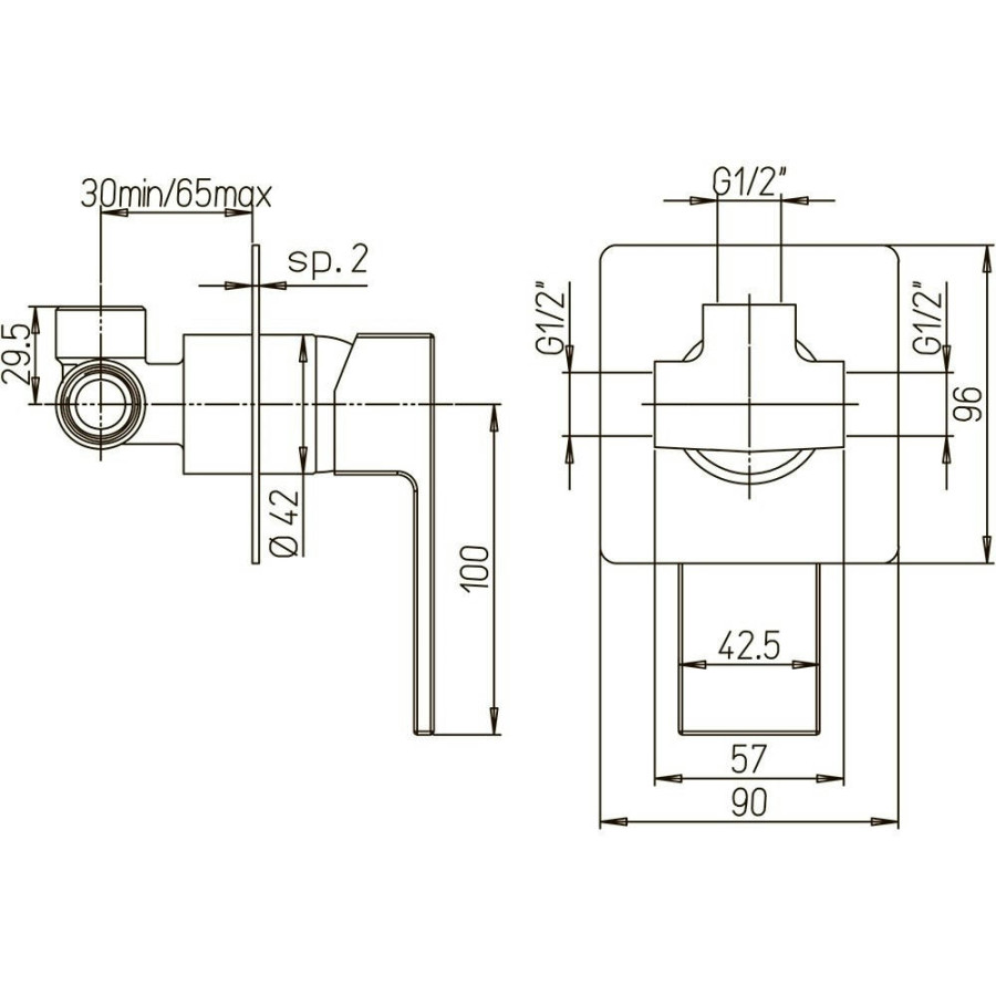 Смеситель для душа Paini Dax-R 84PZ690R встраиваемый