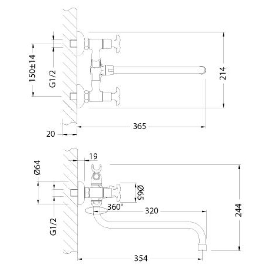 Смеситель для ванны Lemark Flora LM0151C с душем