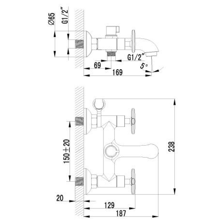 Смеситель для ванны Lemark plus Spirit LM1912C