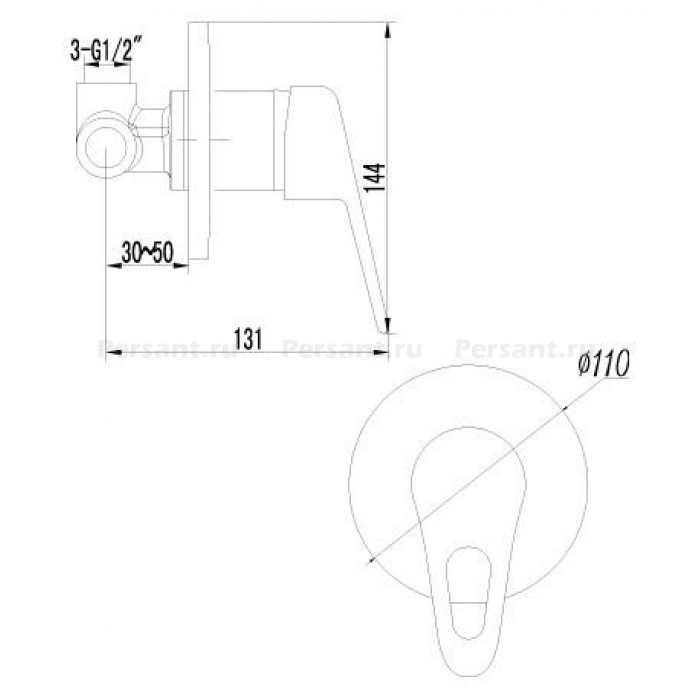 Смеситель для душа Lemark Luna LM4123C встраиваемый, хром