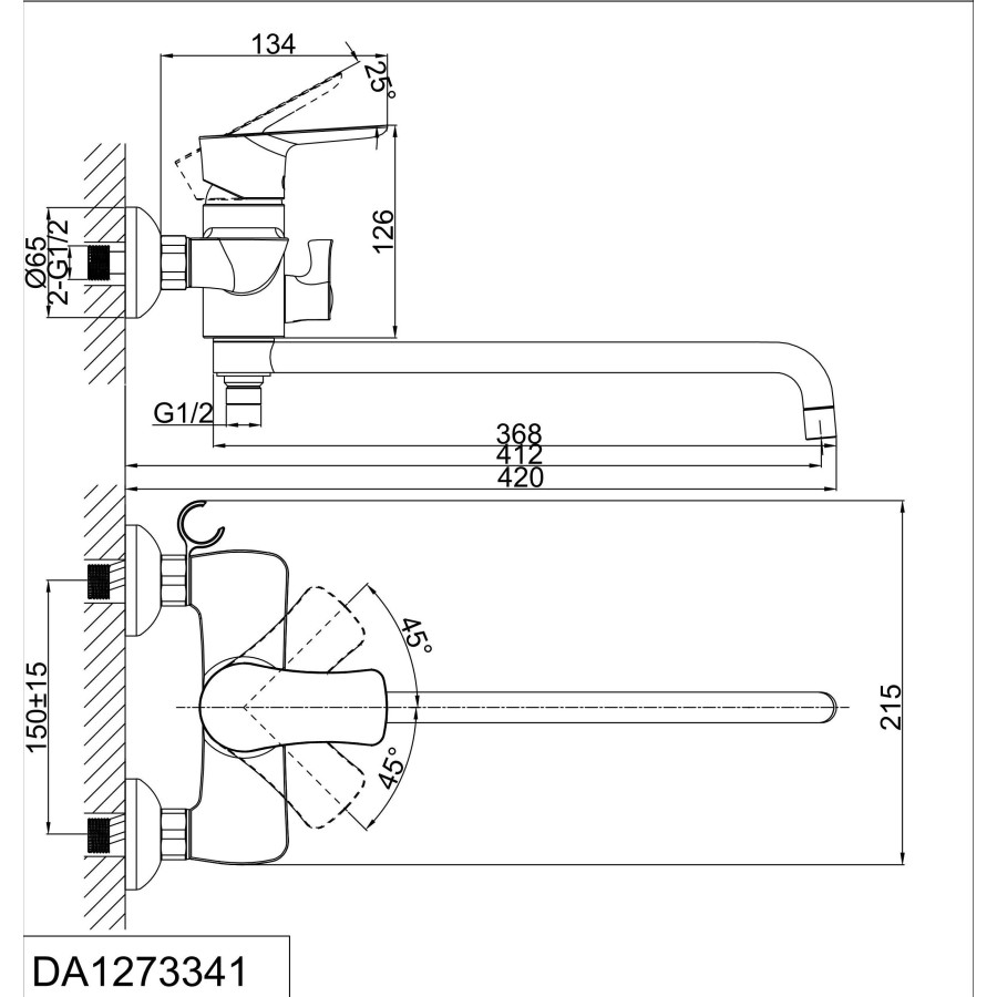 Смеситель для ванны D&K Rhein.Reisling DA1273341 хром