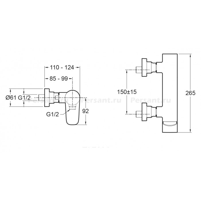 Смеситель для душа Jacob Delafon ALEO E72351-CP хром