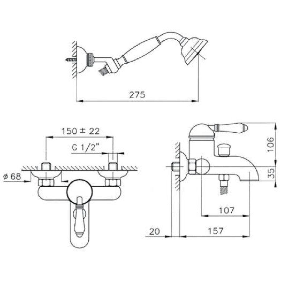 Смеситель для ванны Nicolazzi El Capitan 3401CR75