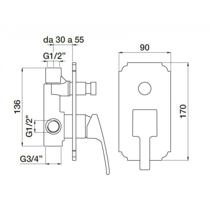 Смеситель для душа Cezares Olimp OLIMP-VDIM-01-L