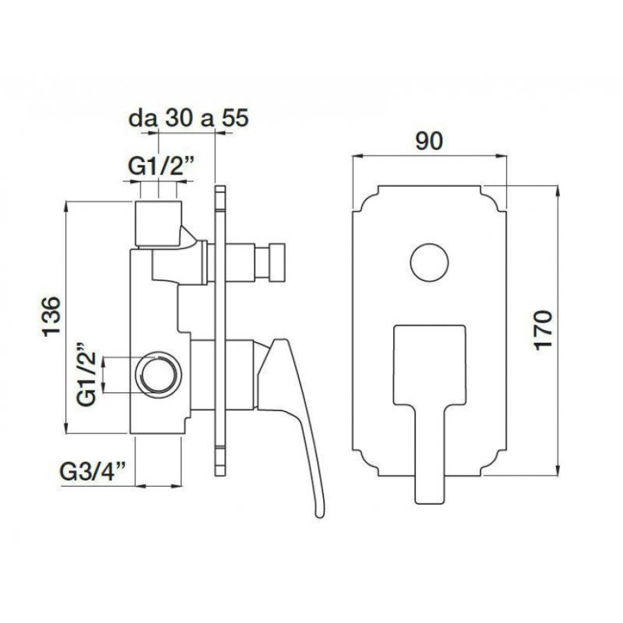 Смеситель для душа Cezares Olimp OLIMP-VDIM-01-L