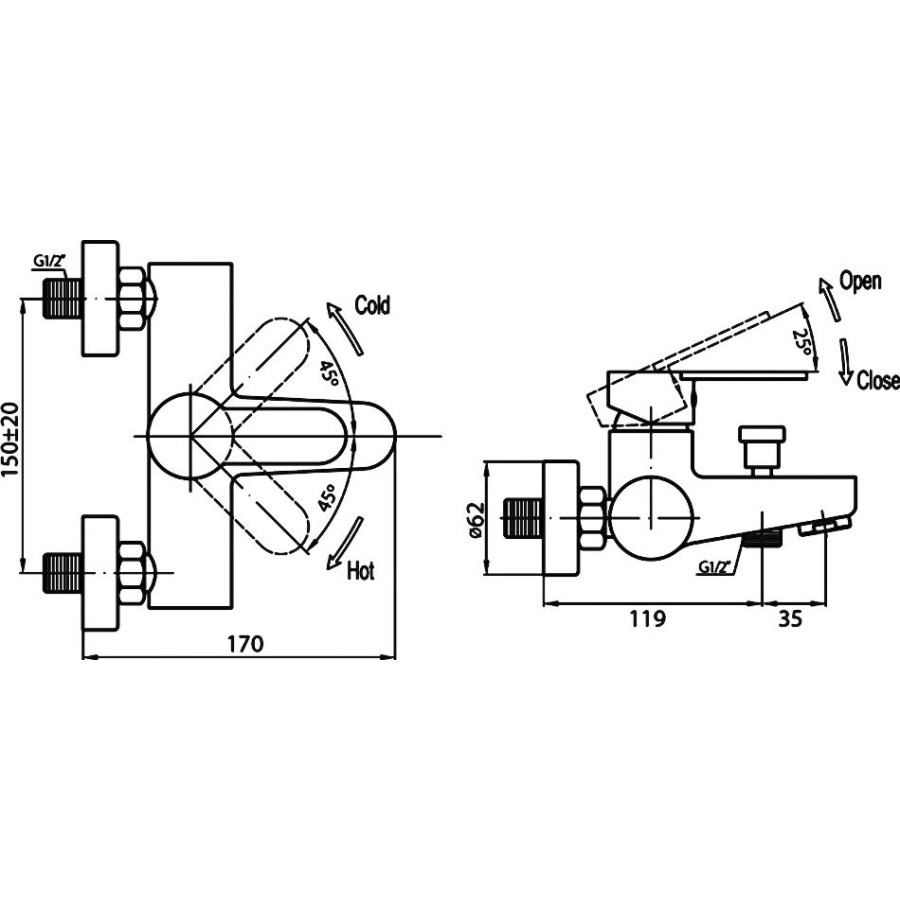 Смеситель для ванны Cezares Laconico LACONICO-VD-01 (LACONICO-C-VD-01)