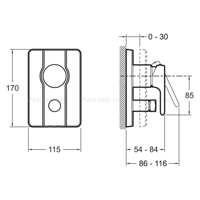 Смеситель для душа Jacob Delafon MODULO E98720-CP встраиваемый, хром