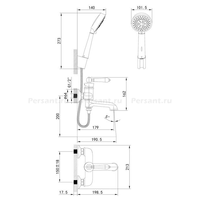 Смеситель для ванны IDDIS Oxford OXFSB02i02 хром