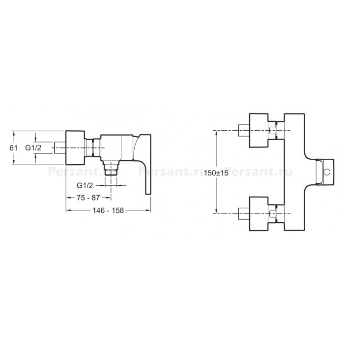 Смеситель для душа Jacob Delafon STRAYT E45371-CP